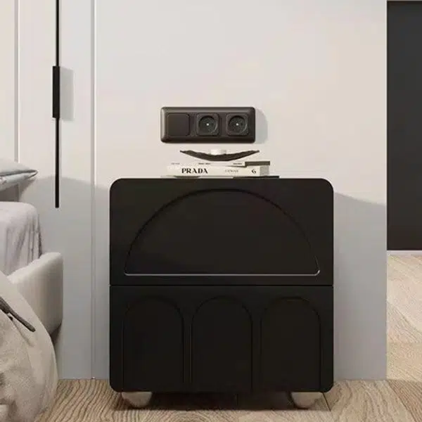 Contemporary Nordic Cube Square Medium Density Fiberboard Nightstand 2 - Drawer For Bedroom - Image 15