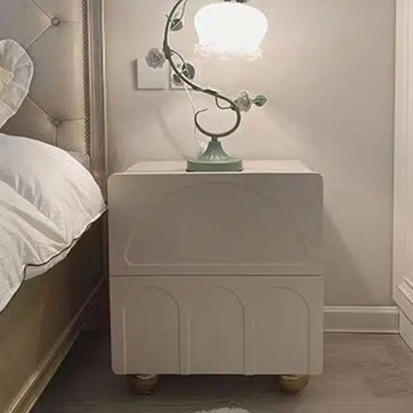 Contemporary Nordic Cube Square Medium Density Fiberboard Nightstand 2 - Drawer For Bedroom - Image 14