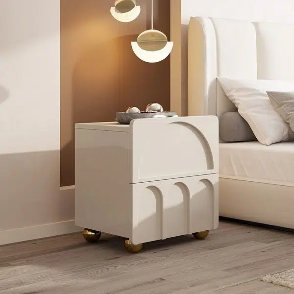 Contemporary Nordic Cube Square Medium Density Fiberboard Nightstand 2 - Drawer For Bedroom - Image 12