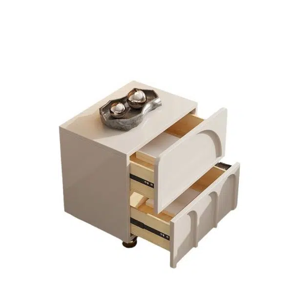 Contemporary Nordic Cube Square Medium Density Fiberboard Nightstand 2 - Drawer For Bedroom - Image 16