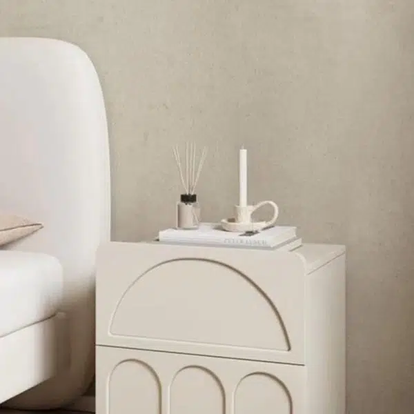 Contemporary Nordic Cube Square Medium Density Fiberboard Nightstand 2 - Drawer For Bedroom - Image 5