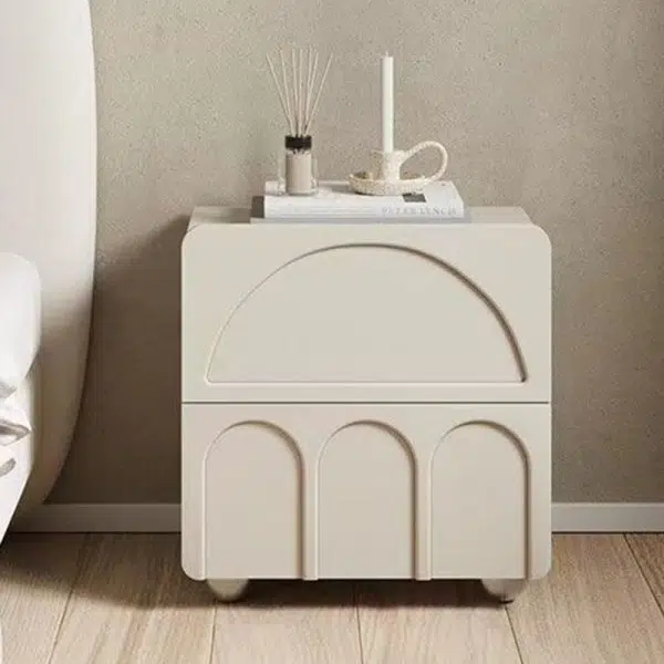 Contemporary Nordic Cube Square Medium Density Fiberboard Nightstand 2 - Drawer For Bedroom - Image 9