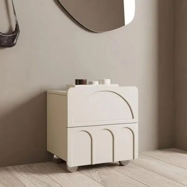 Contemporary Nordic Cube Square Medium Density Fiberboard Nightstand 2 - Drawer For Bedroom - Image 7