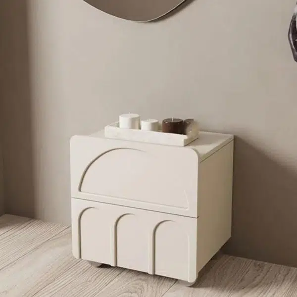 Contemporary Nordic Cube Square Medium Density Fiberboard Nightstand 2 - Drawer For Bedroom - Image 8