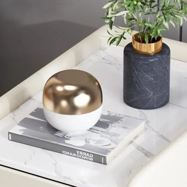 Contemporary Nordic Pine Leather Sintered Stone Nightstand 2 - Drawer For Bedroom - Image 5