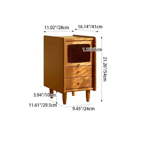 Contemporary Retro Cherry Wood Nightstand 1 - Cabinet For Bedroom - Image 4