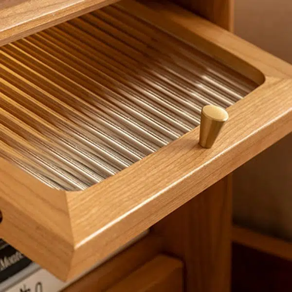 Contemporary Retro Cherry Wood Nightstand 1 - Cabinet For Bedroom - Image 9