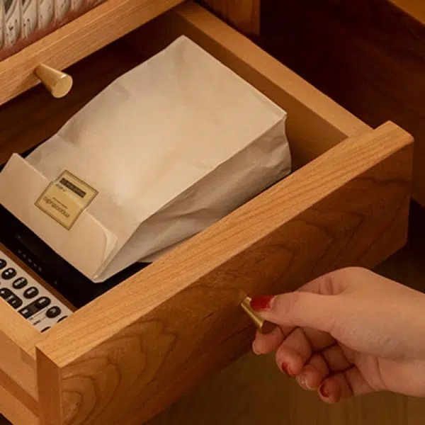 Contemporary Retro Cherry Wood Nightstand 1 - Cabinet For Bedroom - Image 10