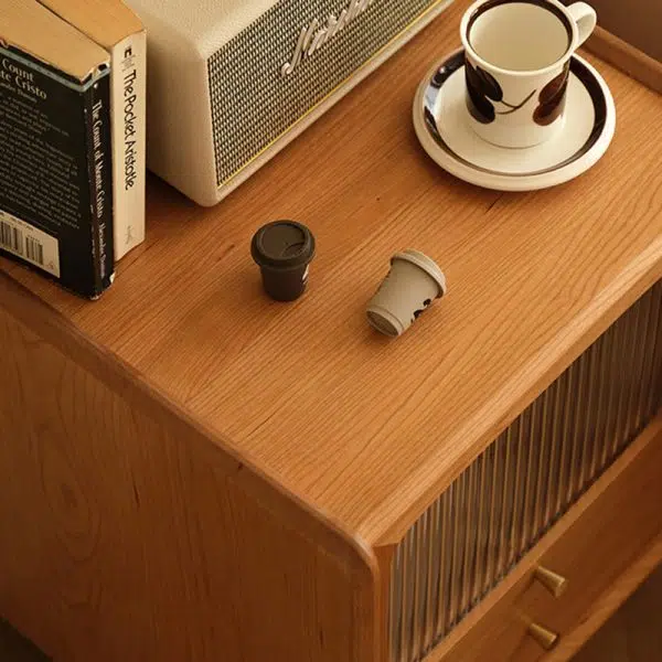 Contemporary Retro Cherry Wood Nightstand 1 - Cabinet For Bedroom - Image 8