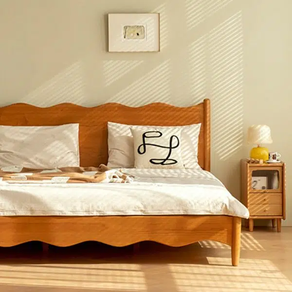 Contemporary Retro Cherry Wood Nightstand 1 - Cabinet For Bedroom - Image 12