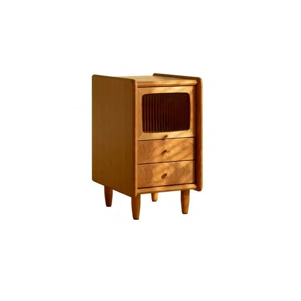 Contemporary Retro Cherry Wood Nightstand 1 - Cabinet For Bedroom - Image 22