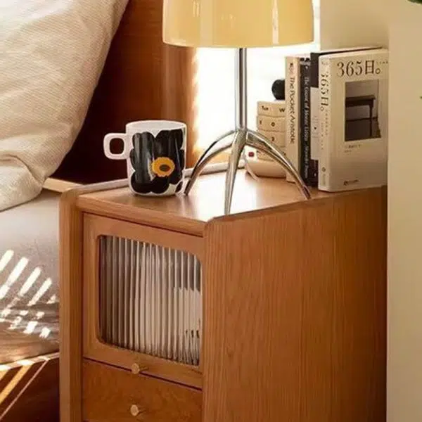 Contemporary Retro Cherry Wood Nightstand 1 - Cabinet For Bedroom - Image 7