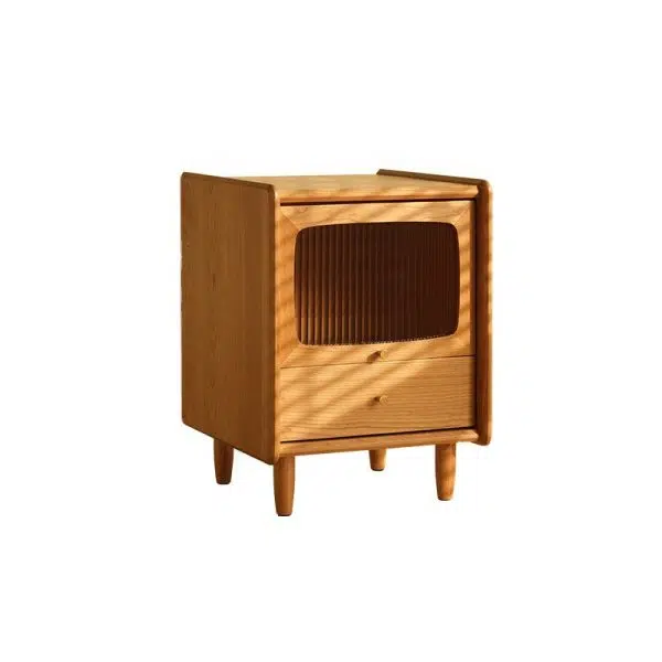Contemporary Retro Cherry Wood Nightstand 1 - Cabinet For Bedroom - Image 24