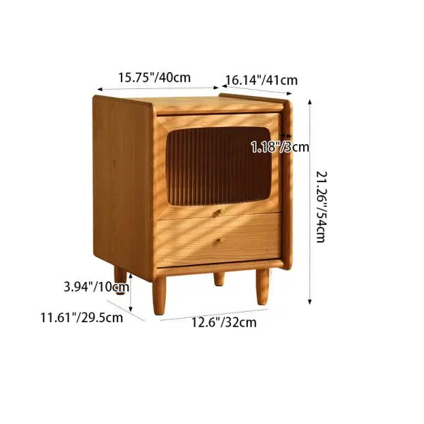 Contemporary Retro Cherry Wood Nightstand 1 - Cabinet For Bedroom - Image 5