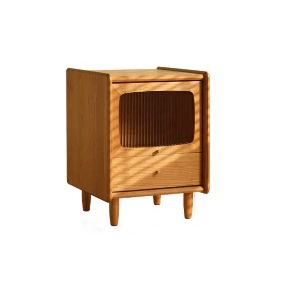 Contemporary Retro Cherry Wood Nightstand 1 - Cabinet For Bedroom - Image 23