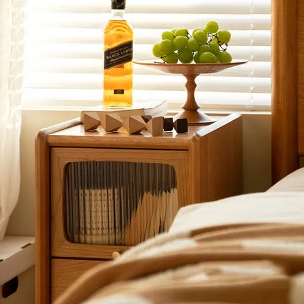 Contemporary Retro Cherry Wood Nightstand 1 - Cabinet For Bedroom - Image 16