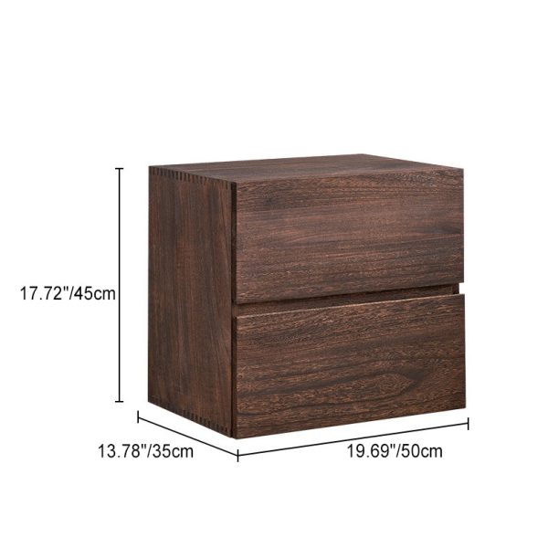 Contemporary Retro Cube Square Paulownia Wood Nightstand 2 - Drawer For Bedroom - Image 4