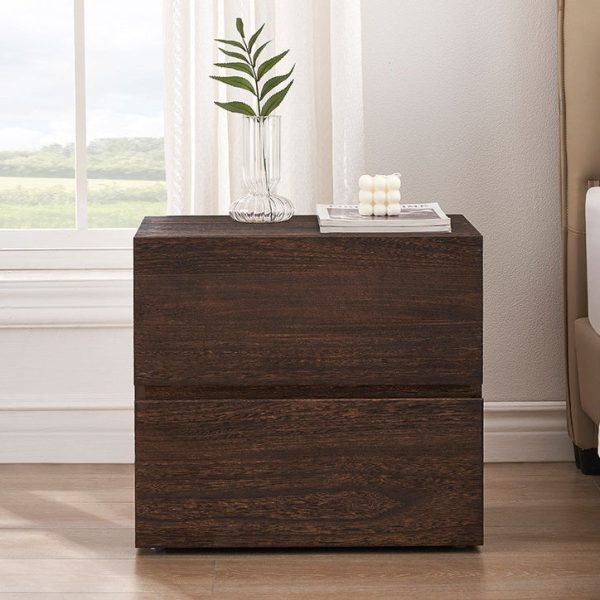 Contemporary Retro Cube Square Paulownia Wood Nightstand 2 - Drawer For Bedroom - Image 11