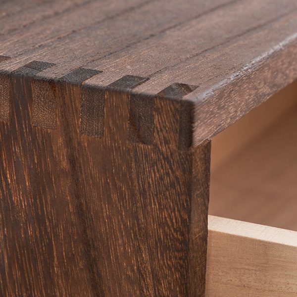 Contemporary Retro Cube Square Paulownia Wood Nightstand 2 - Drawer For Bedroom - Image 5