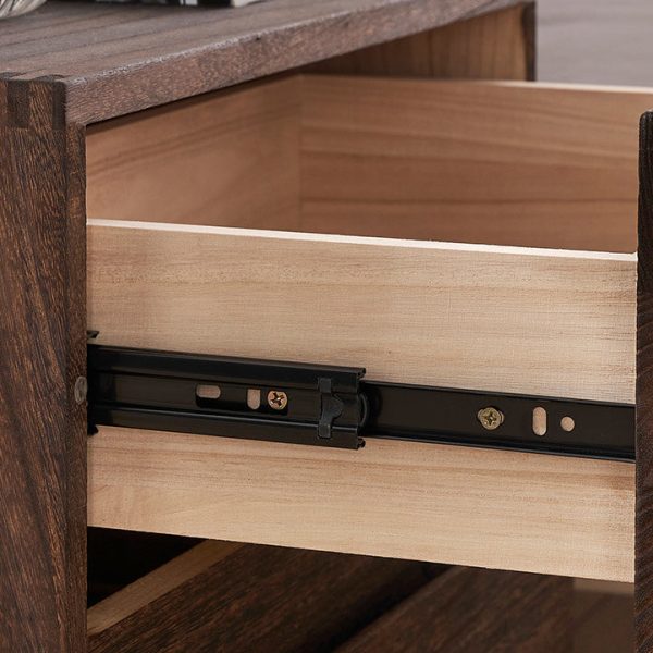 Contemporary Retro Cube Square Paulownia Wood Nightstand 2 - Drawer For Bedroom - Image 7