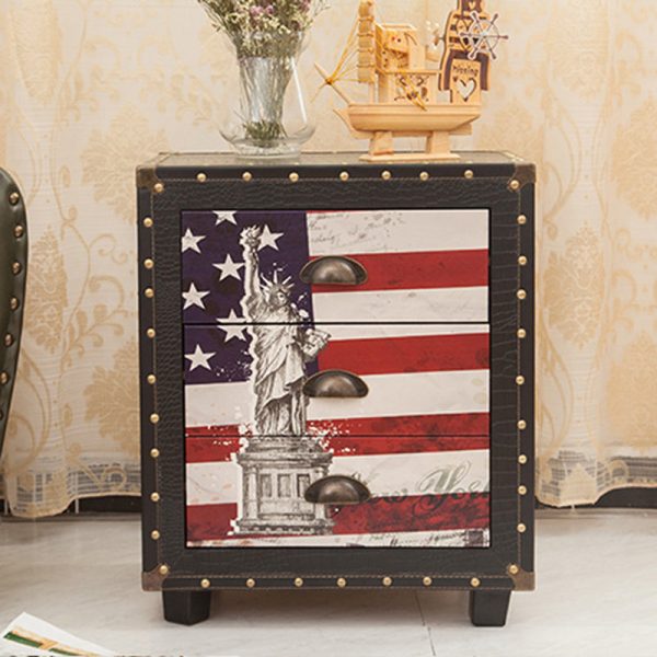 Contemporary Creative Rectangular Cube Density Board PU Nightstand 3 - Drawer For Living Room - Image 20