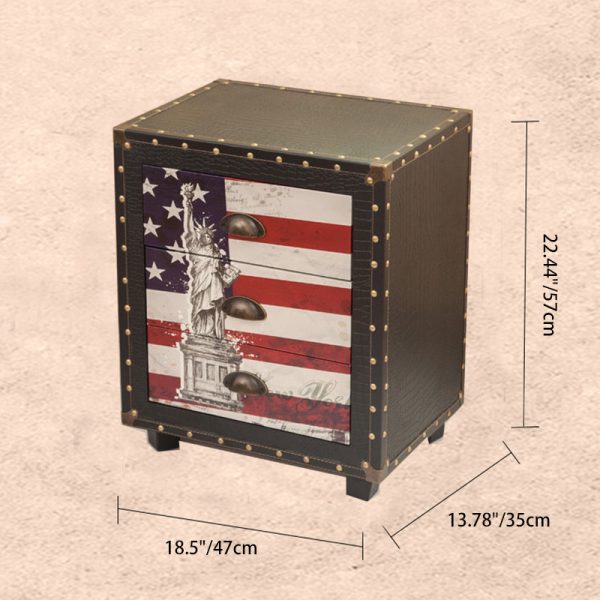 Contemporary Creative Rectangular Cube Density Board PU Nightstand 3 - Drawer For Living Room - Image 4