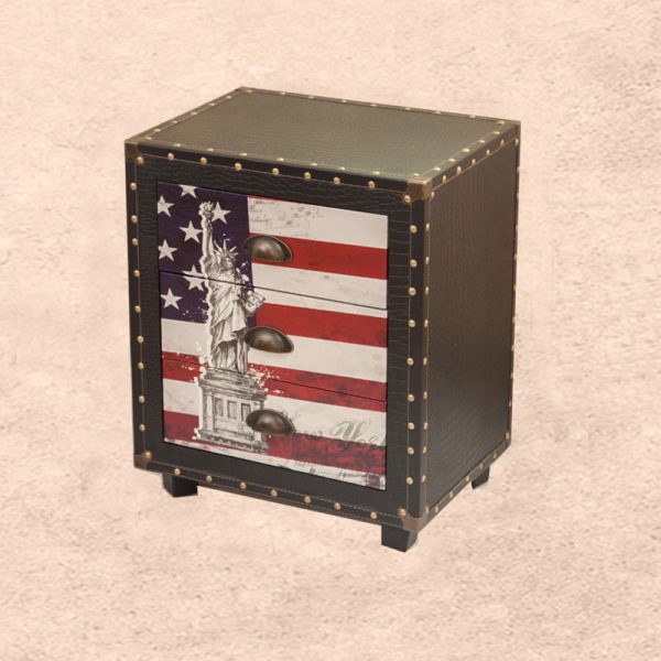 Contemporary Creative Rectangular Cube Density Board PU Nightstand 3 - Drawer For Living Room - Image 26