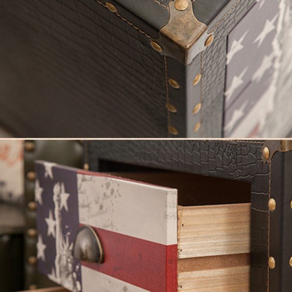 Contemporary Creative Rectangular Cube Density Board PU Nightstand 3 - Drawer For Living Room - Image 5