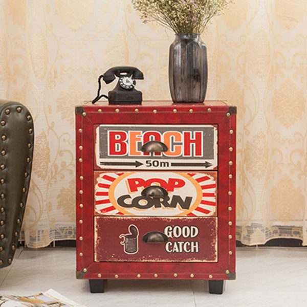 Contemporary Creative Rectangular Cube Density Board PU Nightstand 3 - Drawer For Living Room - Image 21