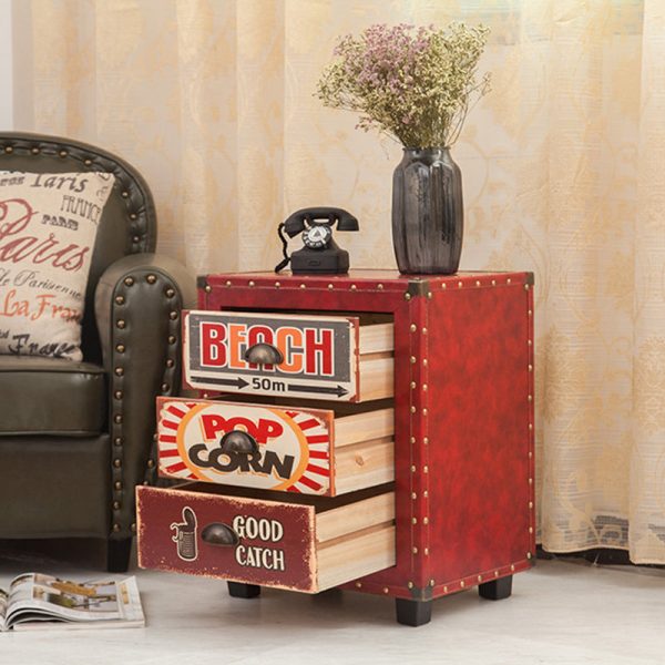 Contemporary Creative Rectangular Cube Density Board PU Nightstand 3 - Drawer For Living Room - Image 13