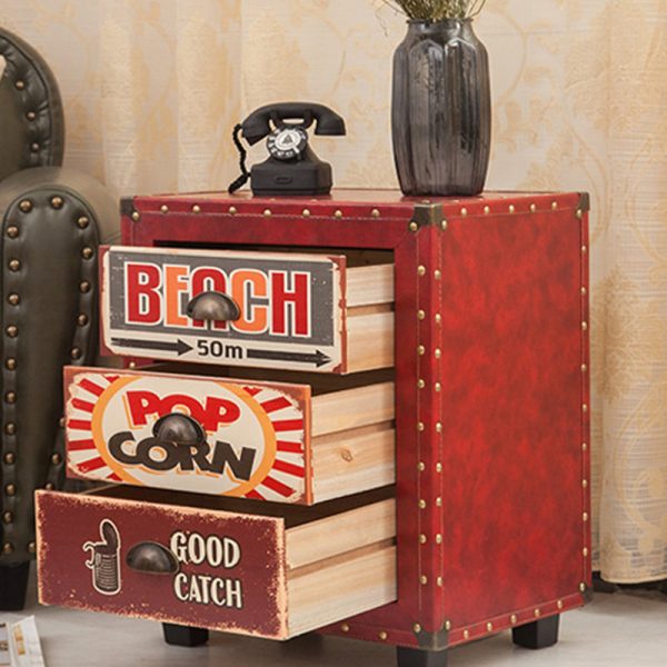 Contemporary Creative Rectangular Cube Density Board PU Nightstand 3 - Drawer For Living Room - Image 11