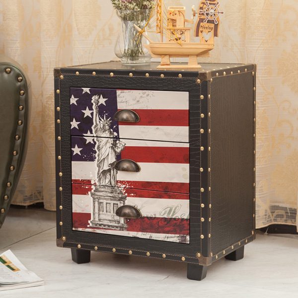 Contemporary Creative Rectangular Cube Density Board PU Nightstand 3 - Drawer For Living Room - Image 14