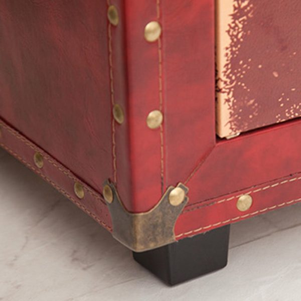 Contemporary Creative Rectangular Cube Density Board PU Nightstand 3 - Drawer For Living Room - Image 10