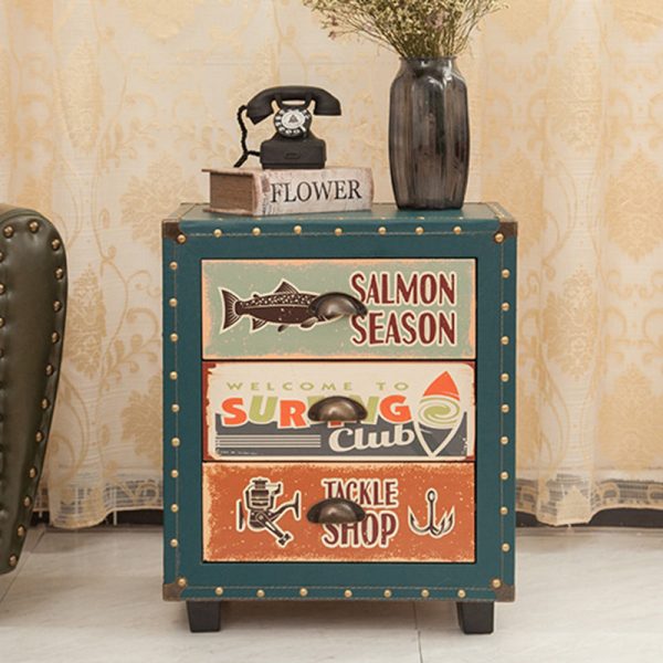 Contemporary Creative Rectangular Cube Density Board PU Nightstand 3 - Drawer For Living Room - Image 22