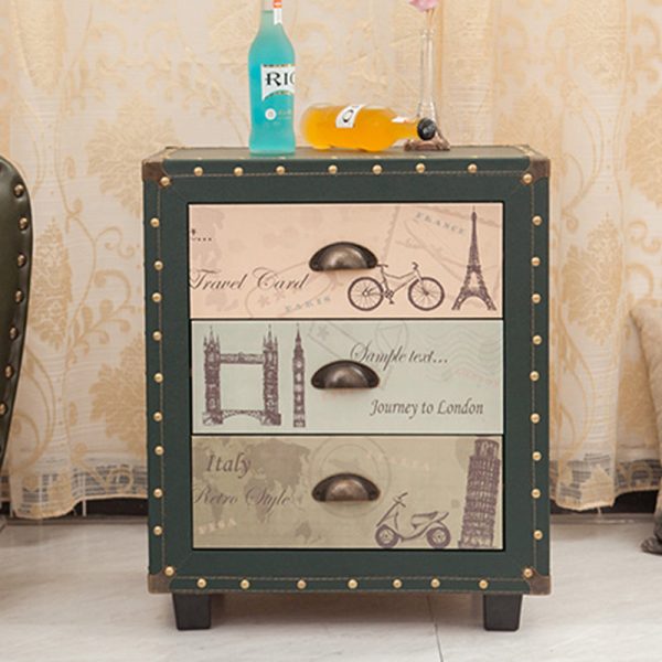 Contemporary Creative Rectangular Cube Density Board PU Nightstand 3 - Drawer For Living Room - Image 23