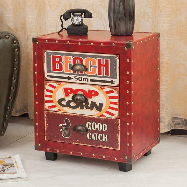 Contemporary Creative Rectangular Cube Density Board PU Nightstand 3 - Drawer For Living Room - Image 16