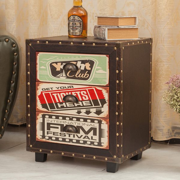 Contemporary Creative Rectangular Cube Density Board PU Nightstand 3 - Drawer For Living Room - Image 17