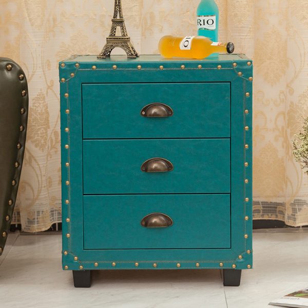 Contemporary Creative Rectangular Cube Density Board PU Nightstand 3 - Drawer For Living Room - Image 25