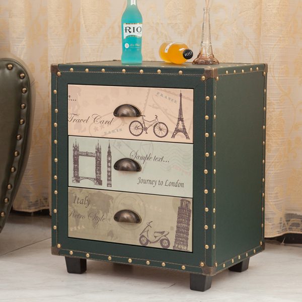 Contemporary Creative Rectangular Cube Density Board PU Nightstand 3 - Drawer For Living Room - Image 18