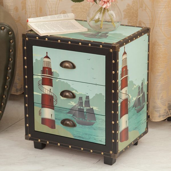 Contemporary Creative Rectangular Cube Density Board PU Nightstand 3 - Drawer For Living Room - Image 19