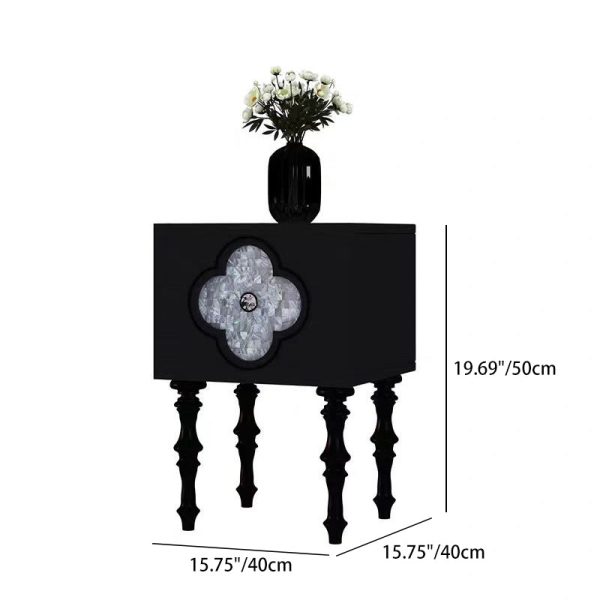 Contemporary Scandinavian Four Leaf Clover Solid Wood Nightstand 1 - Cabinet For Bedroom - Image 4