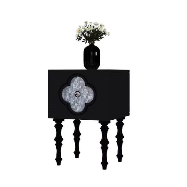 Contemporary Scandinavian Four Leaf Clover Solid Wood Nightstand 1 - Cabinet For Bedroom - Image 11