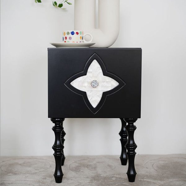 Contemporary Scandinavian Four Leaf Clover Solid Wood Nightstand 1 - Cabinet For Bedroom - Image 10