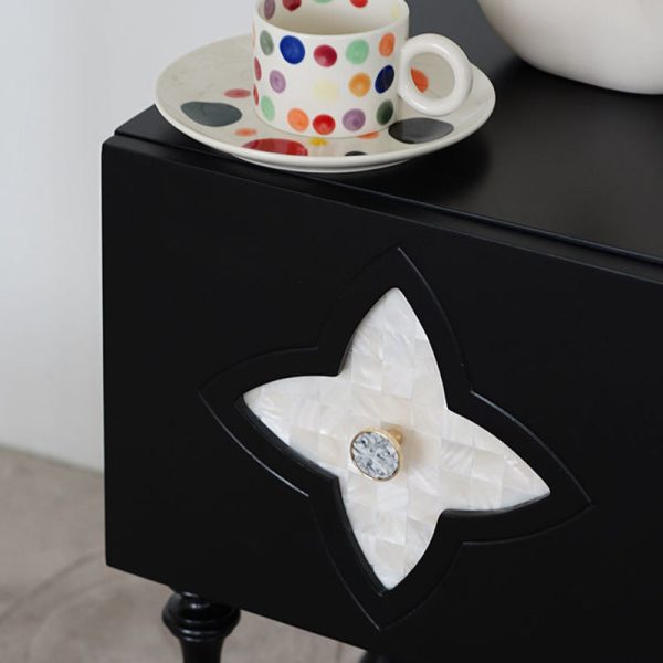 Contemporary Scandinavian Four Leaf Clover Solid Wood Nightstand 1 - Cabinet For Bedroom - Image 5