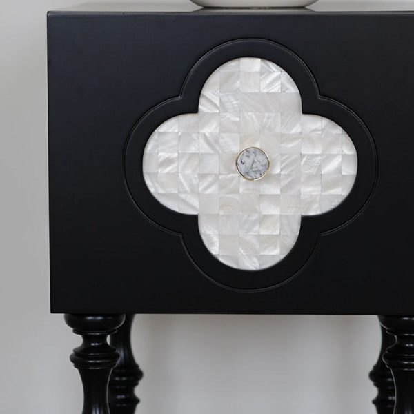 Contemporary Scandinavian Four Leaf Clover Solid Wood Nightstand 1 - Cabinet For Bedroom - Image 6