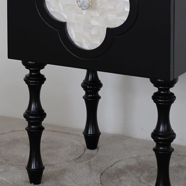 Contemporary Scandinavian Four Leaf Clover Solid Wood Nightstand 1 - Cabinet For Bedroom - Image 8