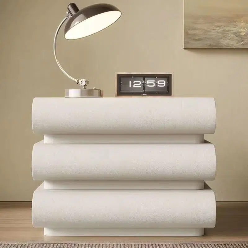 DFM-Table-FA01021-12.jpg Contemporary Nordic Square Cube Solid Wood Leather Hardware Nightstand 2 - Drawer For Bedroom - Image 1