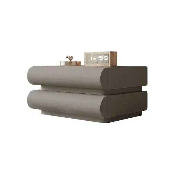 Contemporary Nordic Square Cube Solid Wood Leather Hardware Nightstand 2 - Drawer For Bedroom - Image 16