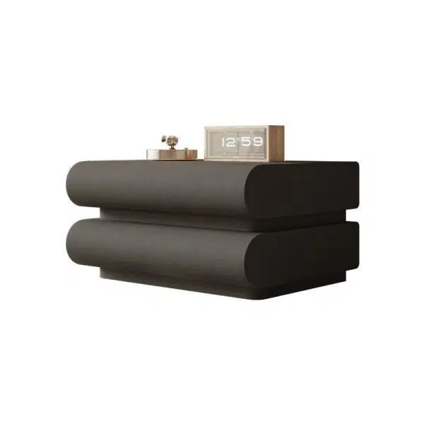 Contemporary Nordic Square Cube Solid Wood Leather Hardware Nightstand 2 - Drawer For Bedroom - Image 17