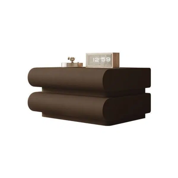 Contemporary Nordic Square Cube Solid Wood Leather Hardware Nightstand 2 - Drawer For Bedroom - Image 20